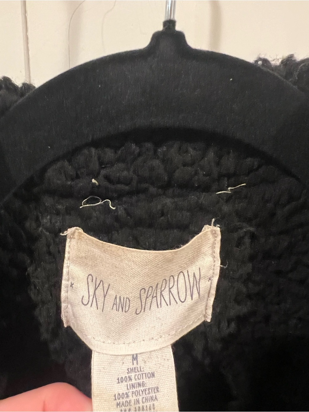 Sky and Sparrow Black Sherpa-Lined Denim Jacket - Picture 2 of 3